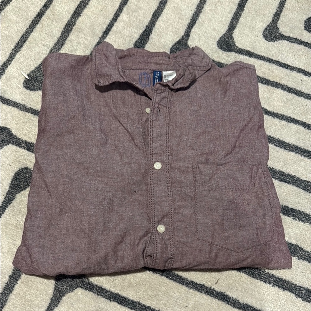 Divided Casual Button Down Shirt Brown and Purple